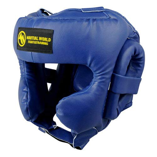 HG51　マーシャルワールド　プロ仕様スパーリングヘッドガード　アゴ無　青