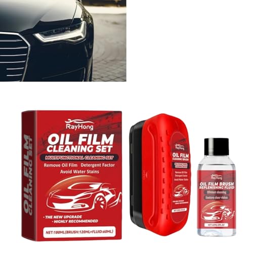 油膜洗浄ブラシ 油膜取り 車 ガラスクリーナー【2025新型】120ml+60ml 汚れや水垢を除去 視界をクリア ..