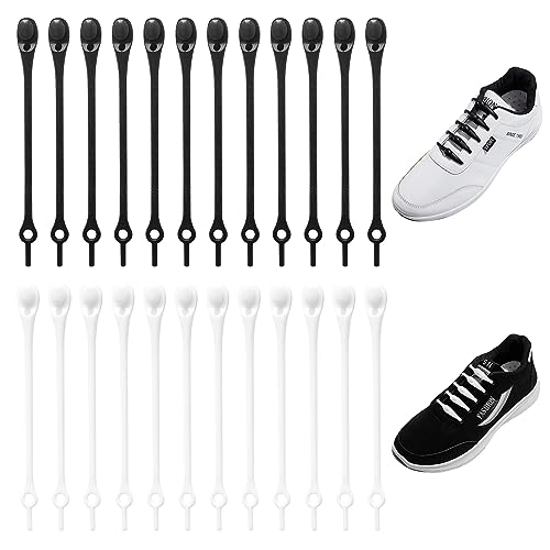 [Coollooda] シリコン靴紐 24本入れ 結ばない靴紐 シリコン 靴紐 伸びる靴紐 スニーカー靴紐 怠惰なシリコンの靴ひも 簡単着脱 脱ぎ履きが楽々 シューレース 男女兼用