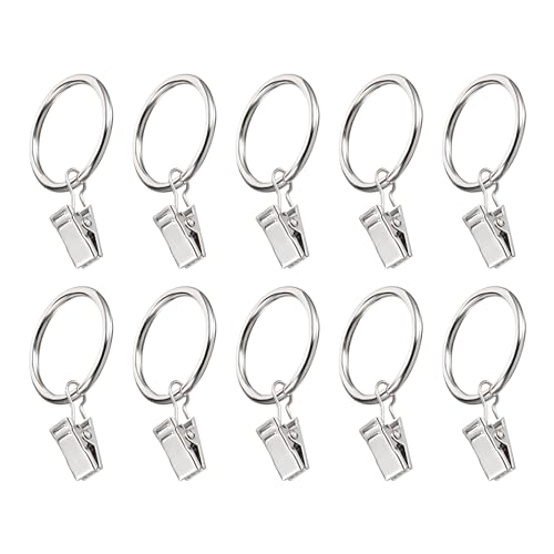 DTGN クリップ付き32mm内径カーテンリング-10個入り-カーテンとロッドに適しています-カーテンドレープ..