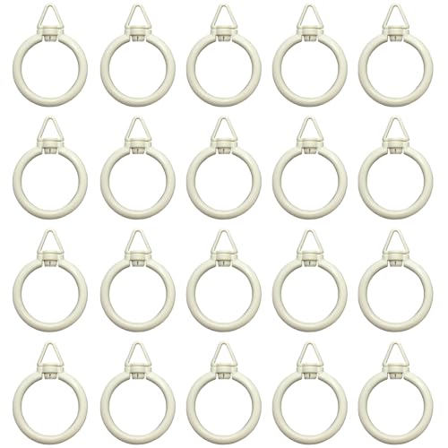 SZSL スライドリング カーテン リング フック 内径42mm ホワイト 360°回転でき 耐久性 スムーズスライ..