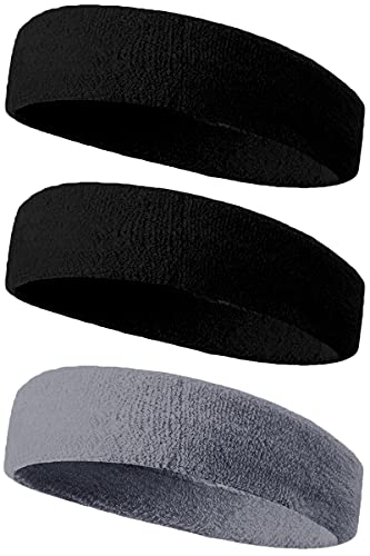 ヘアバンド ヘッドバンド 汗止め メンズ コットン素材 スポーツ用 洗顔 吸汗速乾 抗菌防臭 通気性あり 伸縮性あり 柔らかい ランニング ダンス ヨガ ジョギング 男女兼用 3本セット (ブラッ