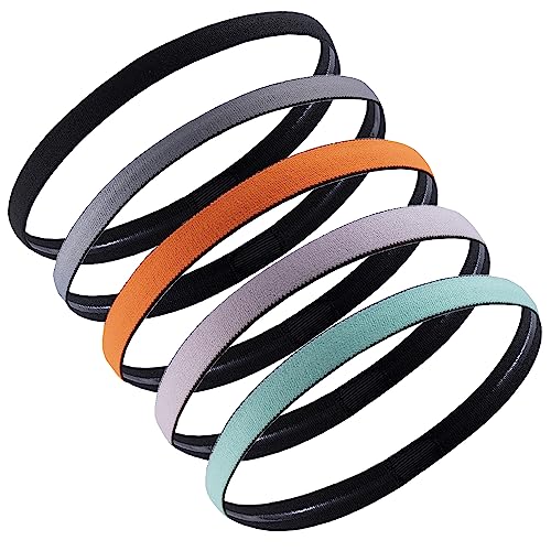 ヘアバンド 汗止め ヘッドバンド 細身スポーツ汗止めヘアバンド 洗顔 軽量 弾性 滑り止め ヨガ ランニング ジム 男女兼用 極細吸湿速乾タイプ （5枚セット）