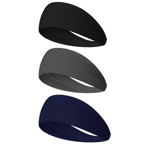 TRkin ヘアバンド男性女性ヘッドバンドスポーツヘッドバンド制汗幅広親肌柔軟吸汗速乾薄型洗顔、在宅時間とアウトドア使用スポーツランニングダンスヨガ男女共通3本入