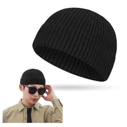 [Qzkouma] ニット帽 メンズ ビーニー レディース 帽子 ワッチ キャップ 無地 伸縮あり フリーサイズ YDFB-36（ブラック）