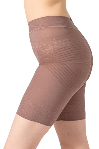 [repose time] ガードル 補正下着 【綿混サポート＆リフトアップガードル】 骨盤ガードル お腹おさえ ヒップアップ 太もも ハイウエスト シームレス 響かない インナー レディース (S-M, モカ)