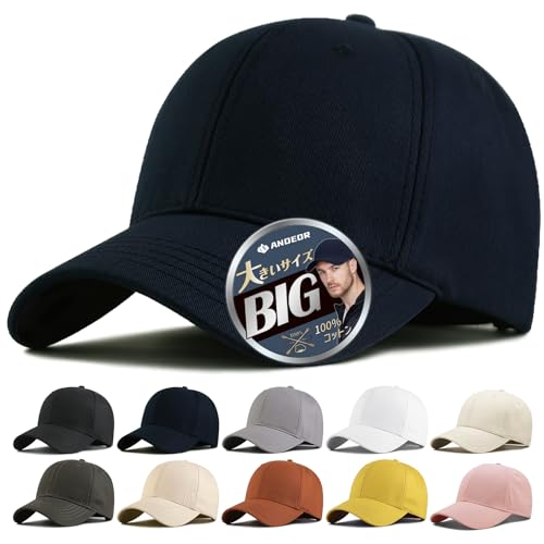 [Andeor] キャップ メンズ 大きいサイズ 帽子 【特大60-68cm・UPF50+測定済み・2重型崩れにくい】 キャップメンズ 深め 紫外線対策 メッシュ 刺繍 シンプル おしゃれ 野球帽 調整可能 ゴルフ アウ