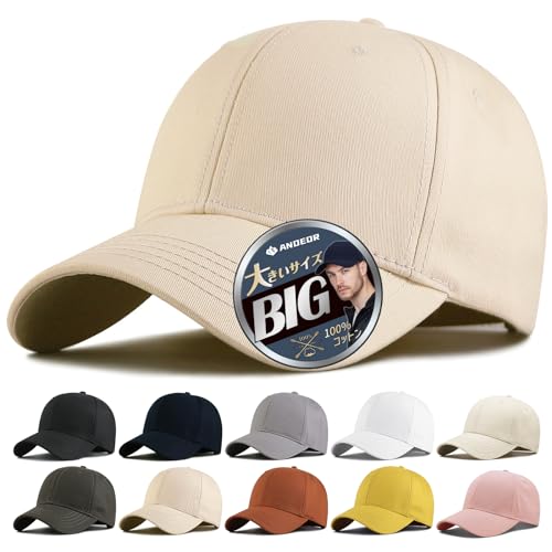 [Andeor] キャップ メンズ 大きいサイズ 帽子 【特大60-68cm・UPF50+測定済み・2重型崩れにくい】 キャップメンズ 深め 紫外線対策 メッシュ 刺繍 シンプル おしゃれ 野球帽 調整可能 ゴルフ アウ