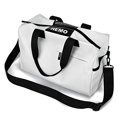 [Manatsulife] ボストンバッグ メンズ レディース ショルダーバッグ PU 大容量 修学旅行 ジム 筋トレ 旅行バッグ 撥水 A4 ゴルフバッグ スポーツバッグ 1泊 B601 (ホワイト)