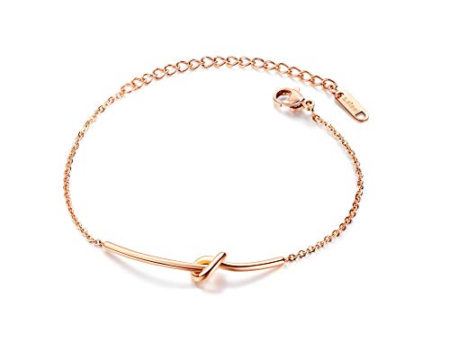 Mare(マーレ) ブレスレット レディース チェーン 人気 ジュエリー 金属アレルギー対応 調節可能 ギフトBOX付き (ピンクゴールド)