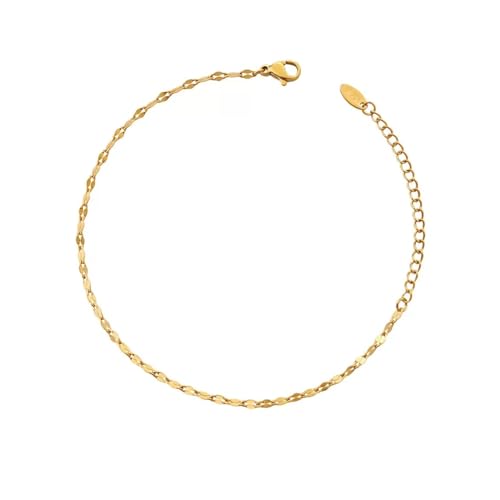 Moonstan ブレスレット レディース 人気 金属アレルギー対応 ゴールド シルバー サージカルステンレス チェーン 細身 ギフト プレゼント (ゴールド)