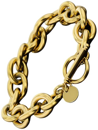 ゴールド サージカルステンレス 金属アレルギー対応 本物 オーバル 18K 18金 マンテル アンカー チェーン ブレスレット メンズ レディース シンプル 細...