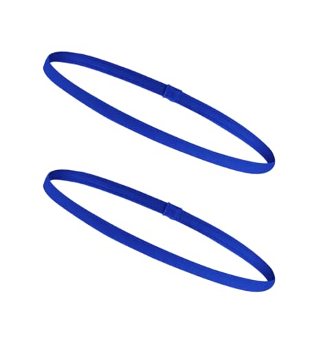 WBway 【色が選べる】 細い ヘアバンド 9mm幅 メンズ レディース スポーツ サッカー 汗止め ヘアゴム 髪留め ヘッドバンド 2本セット (ブルー)