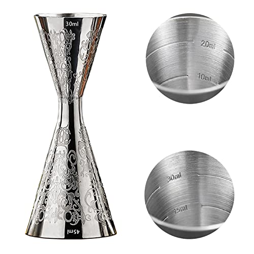 WOMLEX メジャーカップ 目盛り ジガーカップ カクテル ウイスキー 計量 一体型 ステンレス鋼 (ピクシー..