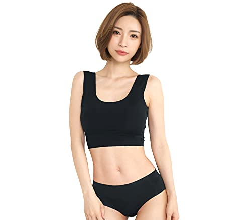 Smile LaLa ブラック L レディース ブラジャー ブラ ショーツ 上下 セット 女性 下着 シームレス ノン..