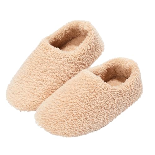 [Adukor] スリッパ 冬 あったかスリッパ もこもこ 男女兼用 滑り止め 静音 スリッパ 室内 ルームシューズ 室内履き 北欧 防寒 冬用 足冷え対策 暖かい 洗える (ベージュ, 大人, 23.5 cm, 長さ・寸(4)