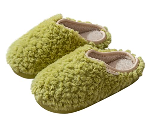 [Euyqs] ルームシューズ 暖かい スリッパ 冬 あったかスリッパ 室内 男女兼用 もこもこ 軽量 洗える (グリーン, measurement_25_point_0_centimeters)