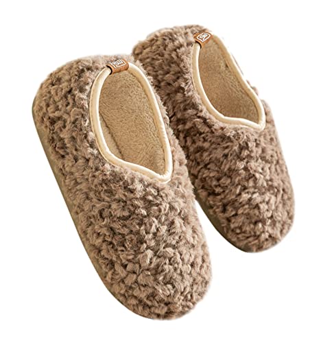 [Euyqs] ルームシューズ 暖かい スリッパ 冬 あったかスリッパ 室内 男女兼用 もこもこ 軽量 洗える (#2 ブラウン, measurement_25_point_0_centimeters)