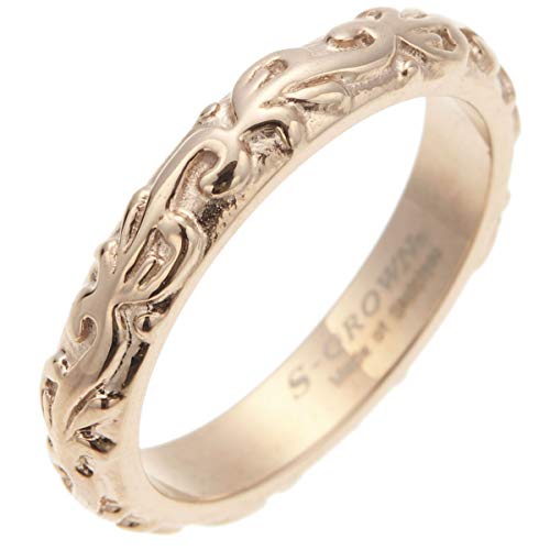 [Piena(ピエナ)] サージカルステンレス 彫刻 ツヤあり シンプル ハワイアン 金属アレルギー対応 リング レディース (ピンクゴールド 17号)