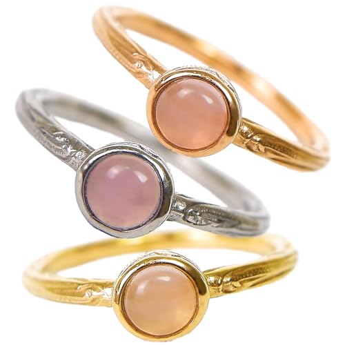 [ジュライス] リング 指輪 ハワイアンジュエリー 波 スクロール レディース メンズ ローズクォーツ 細め ウェーブ つけっぱなしOK サージカルステンレス 重ね付け 記念日 誕生日 プレゼント