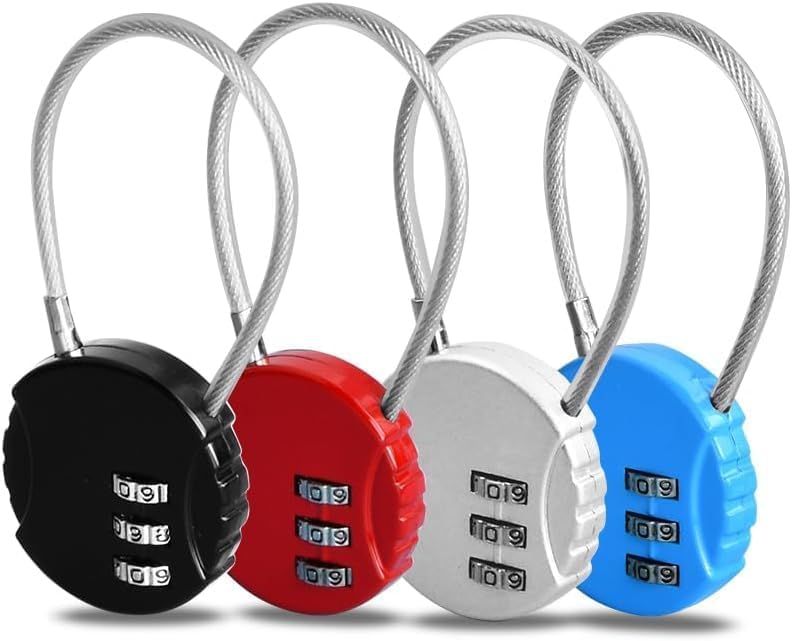 南京錠 TSAロック 4個セット ダイヤル式 ワイヤーロック 暗証番号 スーツケース 海外旅行用鍵  ...