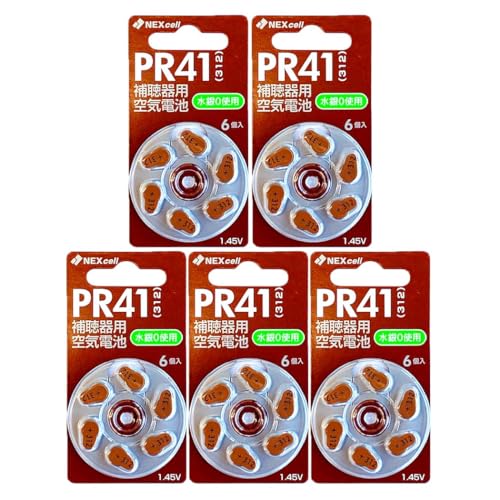 ネクセル 補聴器用 空気電池 PR41(312) 6粒入り×5シートセット