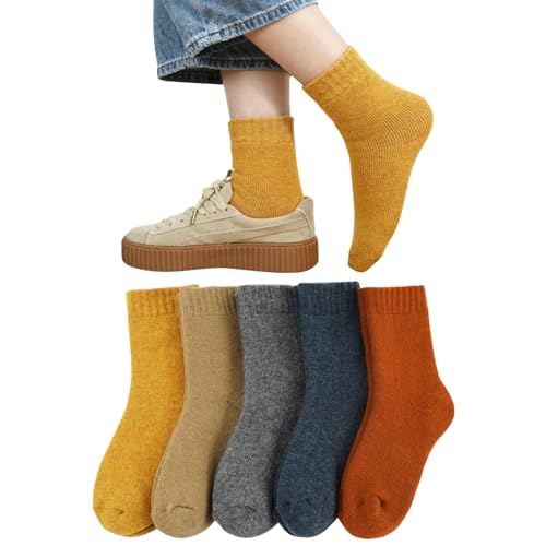 楽天ミヤビ商店[DAMILY] 靴下 レディース 暖かい 冬 あったかソックス ウール あったか靴下 防寒保温 カラフル 冷え取り くつした 女性 婦人用 厚手ソックス 5足セット 室内 アウトドア 22-25cm
