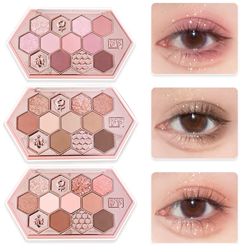 YAYAMIYA アイシャドウ 可愛いアイシャドウパレット 蜂の巣アイシャドウ 12色メイクパレット アイシャドウ アイシャドウパレット 蜜糖茶粉 アイシャドー...