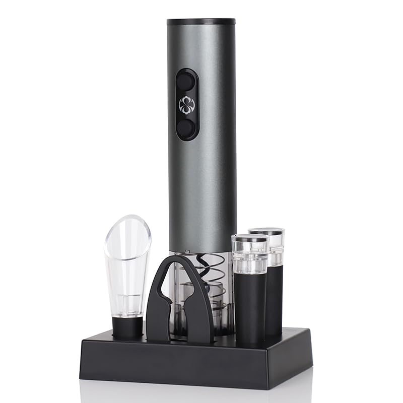 電動ワインオープナーセットスタンド付き コルクスクリューリムーバー ワンクリックボタン 電池式 コー..