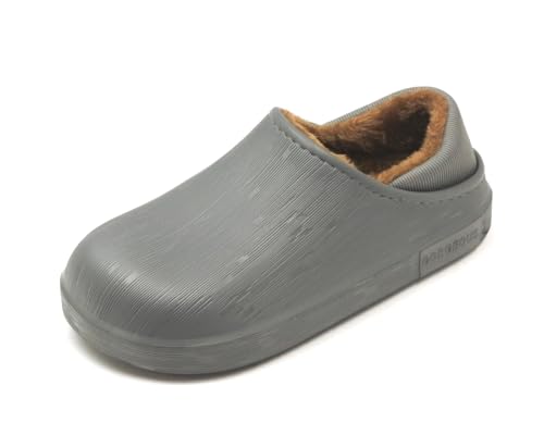 メンズ かかとを踏んでも履ける 軽量 EVA ボア付 2WAYスリッポンシューズ グレー LL(26.5-27.0cm)