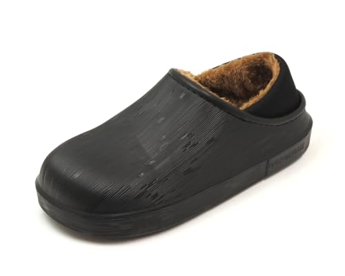 メンズ かかとを踏んでも履ける 軽量 EVA ボア付 2WAYスリッポンシューズ ブラック LL(26.5-27.0cm)