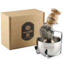 Easy Raku®ひげブラシ シェービングブラシセット 3点セット純粋なバッガーヘアシェービングブラシ ステンレス製の剃刀スタンド ステンレススチー...