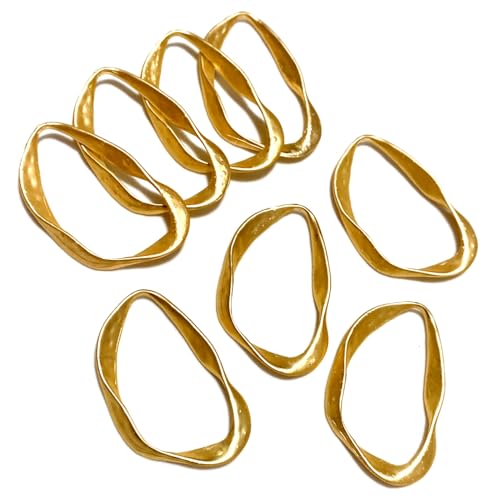 ストアーズクラブ ひねりデザインリング マットゴールド ウェーブ 大ぶり ツイスト オーバル 8個 手芸