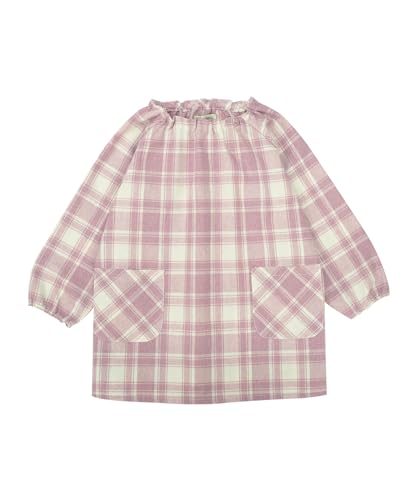 [ON NISHIKI] キッズスモック 子供用 男の子 女の子 長袖 綿ポリ 速乾 シワになりにくい 幼稚園 保育園 ポケット付き 長袖エプロン (パープルチェック:05/120/WTC209)