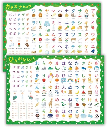ノートライフ お風呂ポスター ひらがな カタカナ A2 サイズ（60×42cm）2枚セット（3〜6歳向け）