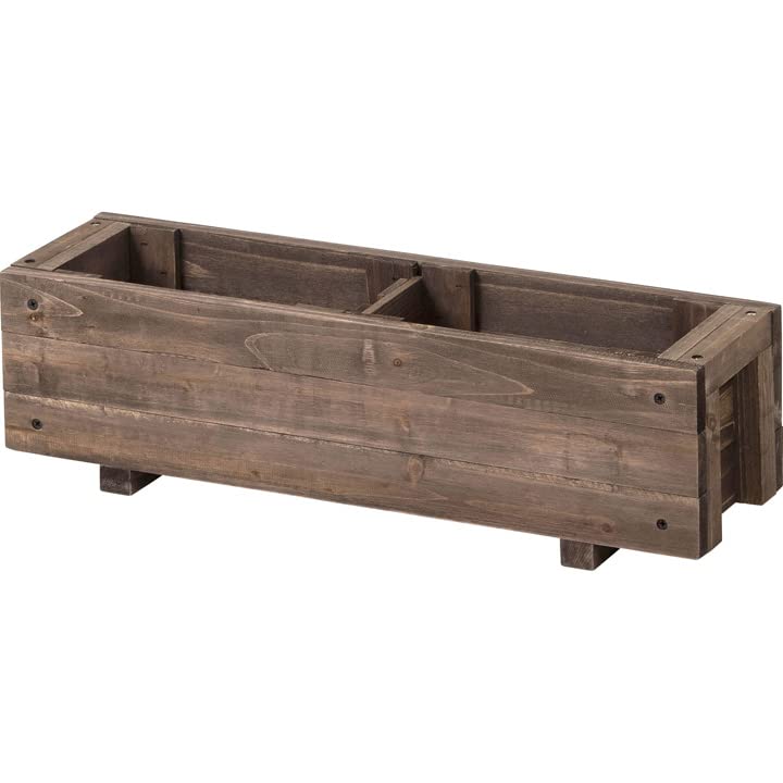 タカショー(Takasho) スリムハーブプランター S ブラウン 木製 WSP 仕切り板付 プランター長方形 鉢 お..