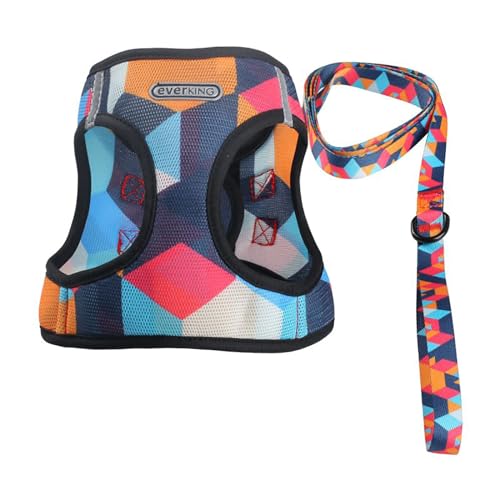 Dollion 犬用 ハーネス 小型犬 通気網布，胴輪 抜け出し防止 首を絞らない，散歩、外出、旅行、キャンプなどに適しています (サクランボ, XS)