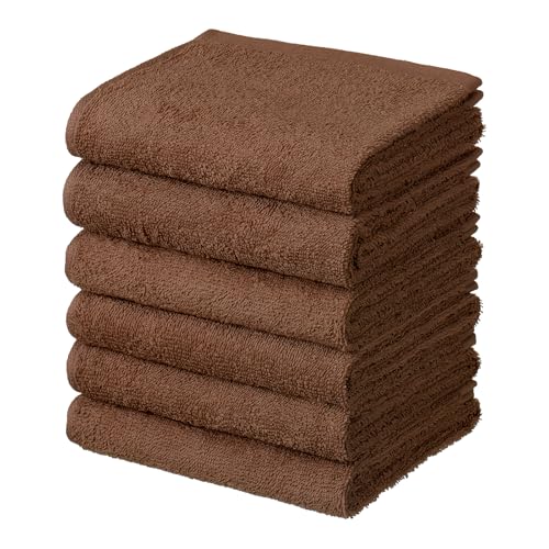 フェイスタオル #S103 吸水性 コットン100％ 250匁 34×86cm 6枚セット モカ セット 無地 エステ サロン..