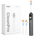 Goby 電動歯ブラシ 音波式 音波振動 IPX7防水 静音 Type-C充電式 液晶画面 バッテリー電量表示 モード表示 歯垢除去 160日使用 替えブラシ2...
