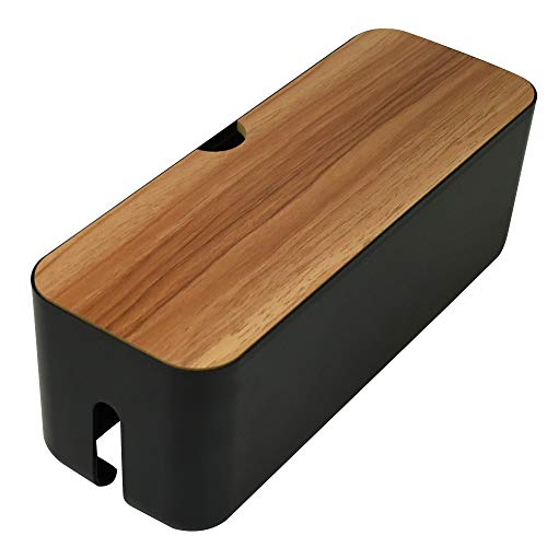 ケーブル収納ボックス コード 配線 電源タップ 整理整頓 卓上 シンプル インテリア 省スペース (ブラッ..