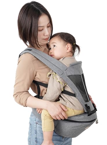 【保育士推薦×ベビモこどもに掲載】ヒップシート 抱っこ紐 抱っこひも だっこひも おんぶ紐 ベビーキャリア ウエストポーチ バッグ 赤ちゃん plaisiureux（プレジュール） (グレー)
