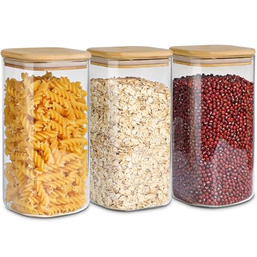 ComSaf キャニスター コーヒー 1500ml ガラスキャニスター 密閉 四角保存瓶 小型 密封瓶 麦茶 パック保..