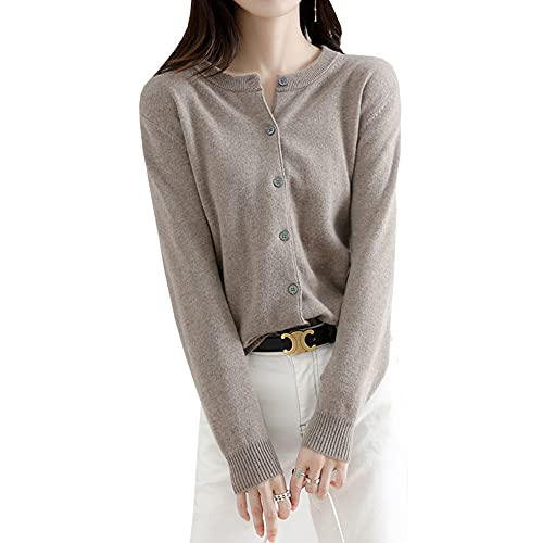 zuevi カーディガン レディース クルーネック セーター ニット 長袖 無地 春秋冬(ZJP0061T-M)