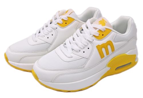 [モズ] 撥水 スニーカー エアークッションソール レースアップ レディース 運動靴 スポーツ 通気性 22.5cm〜25cm 対応 9502491 イエロー 24.5 cm 3E