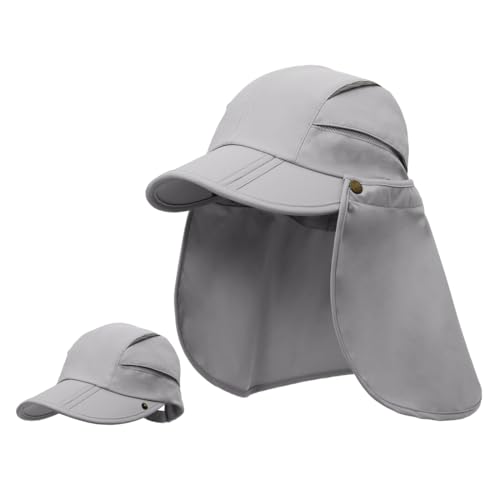 (コネクタイル) ユニ 速乾 UVカット ハット アウトドア UPF50+ 日よけ帽子 夏 登山 釣り キャップ ネックカバー ライトグレー