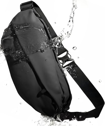 【雨にも負けず、スリにも負けない】 ボディバッグ メンズ ショルダーバッグ 肩掛けバッグ 大容量 軽量 撥水 防犯 スリ対策 止水ファスナー 海外旅行 通勤 (ブラック, 幅37.5cm 奥行き12cm 高