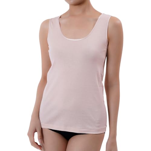 [フクスケ] 該当なし 【満足】 無地 袖なし タンクトップ 1枚組 綿100％ 蜜ろう保湿加工 福助 ピマ綿 レディース ライトレッド