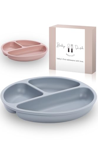 【雑誌掲載 保育士監修】 ひっくり返らない 食洗器対応 吸盤付き 離乳食 食器 皿 出産祝い (くすみブル..
