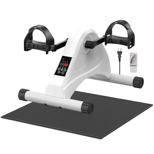 Healfith エアロバイクミニ フィットネスバイク 電動 健康器具 高齢者筋トレ 家庭用 静音 軽量 コンパクト 簡単移動 組立簡単 リモコン付き 6種類プログラム 6段階スピード (ホワイト)