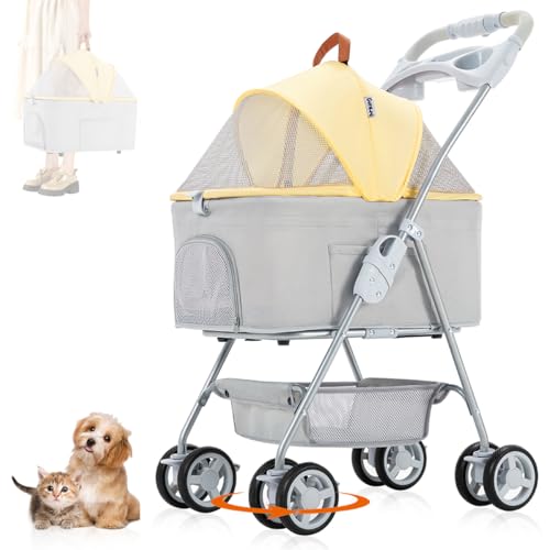 LPOTIUS 折りたたみ ペットカート 2Way 分離型 ペットバギー 中型犬 小型犬 猫 多頭用 ペットキャリー 4輪360°回転 多機能 軽量 犬用 カート 組み立て簡単 お出かけ 散歩 通院 介護用 ペット用ベ